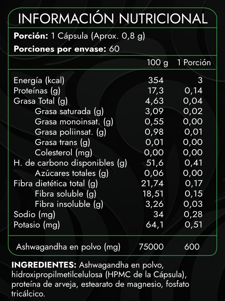 Ashwagandha 600Mg - 60 Caps.