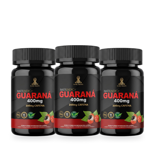 Pack de tres frascos de Guaraná 400 mg de Inner Health