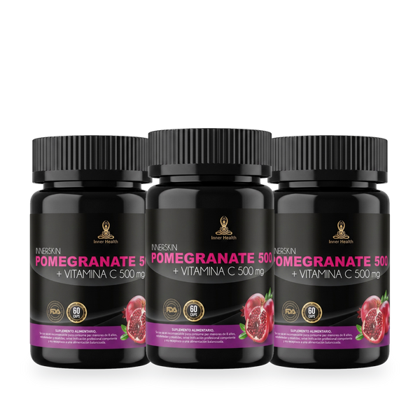 Pack de tres frascos de Pomegranate con vitamina C de Inner Health
