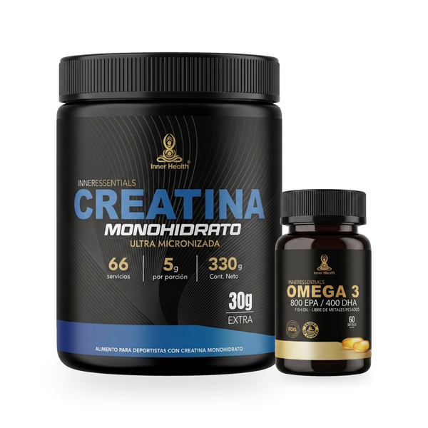 Pack Cerebro, Corazón y Potencia de Inner Health: Creatina y Omega 3