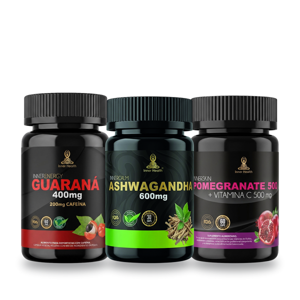 Pack Vitalidad Total de Inner Health: Guaraná, Ashwagandha y Pomegranate