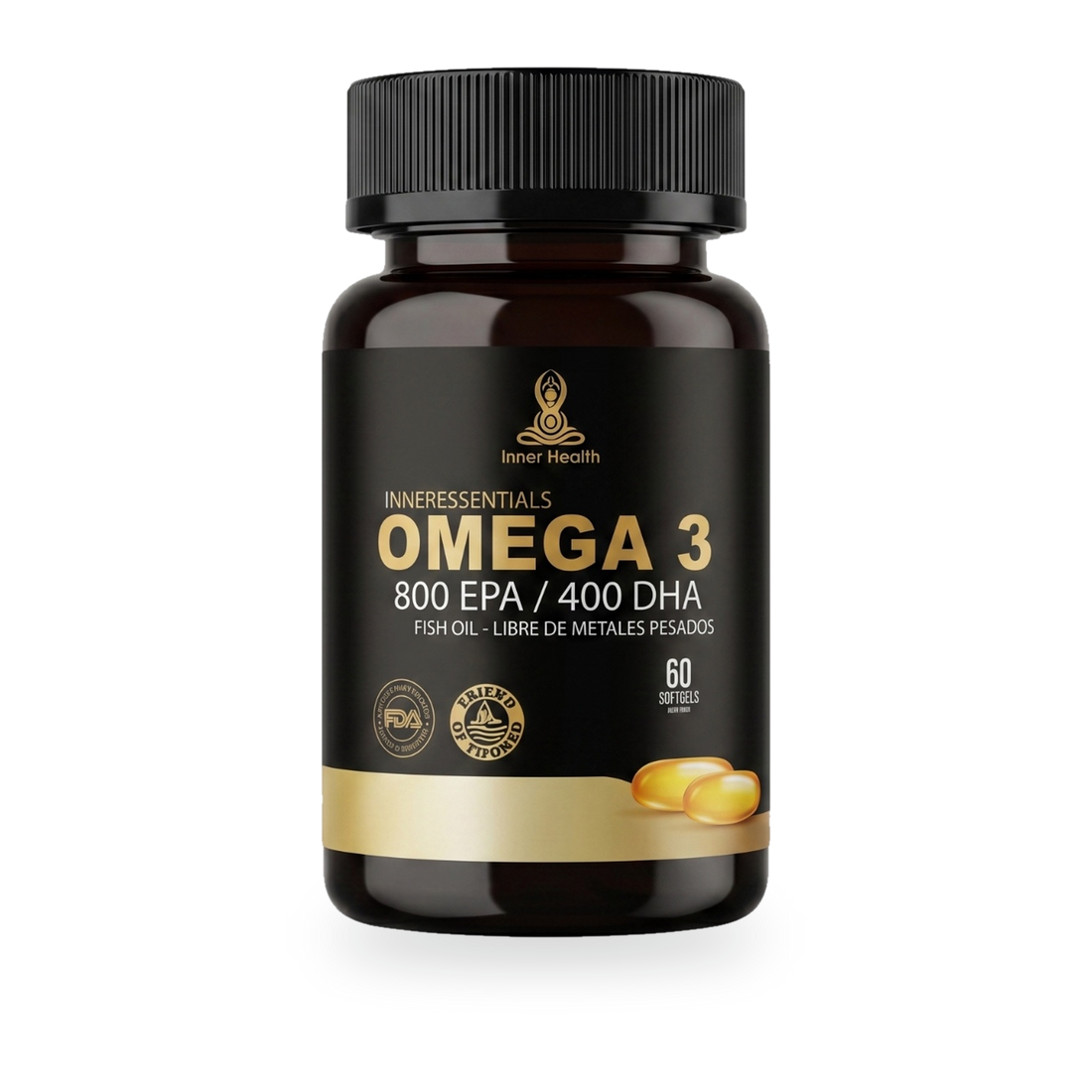 Frasco de Omega 3 con 800 EPA y 400 DHA de Inner Health