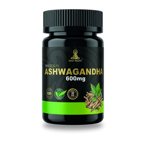 Frasco de Ashwagandha 600 mg de Inner Health, formato de 30 cápsulas