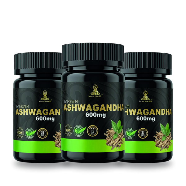 Pack de tres frascos de Ashwagandha 600 mg de 30 cápsulas de Inner Health