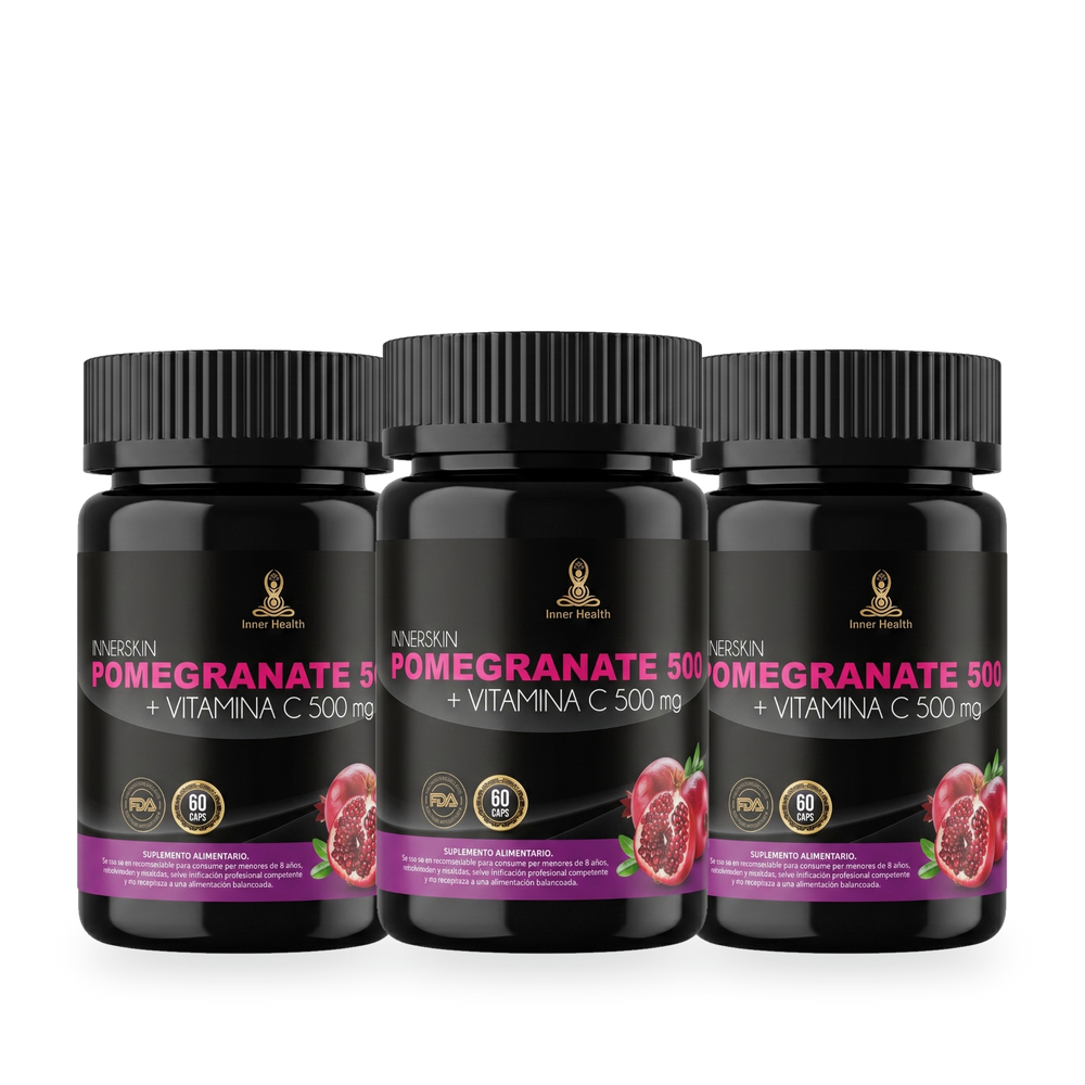 Pack de tres frascos de Pomegranate con vitamina C de Inner Health