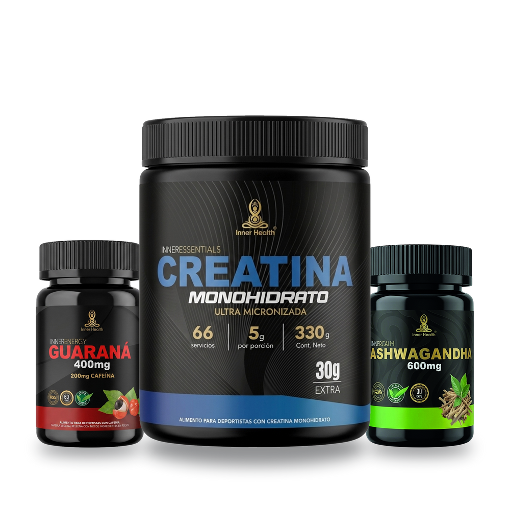 Pack Rendimiento 360 de Inner Health: Guaraná, Creatina y Ashwagandha