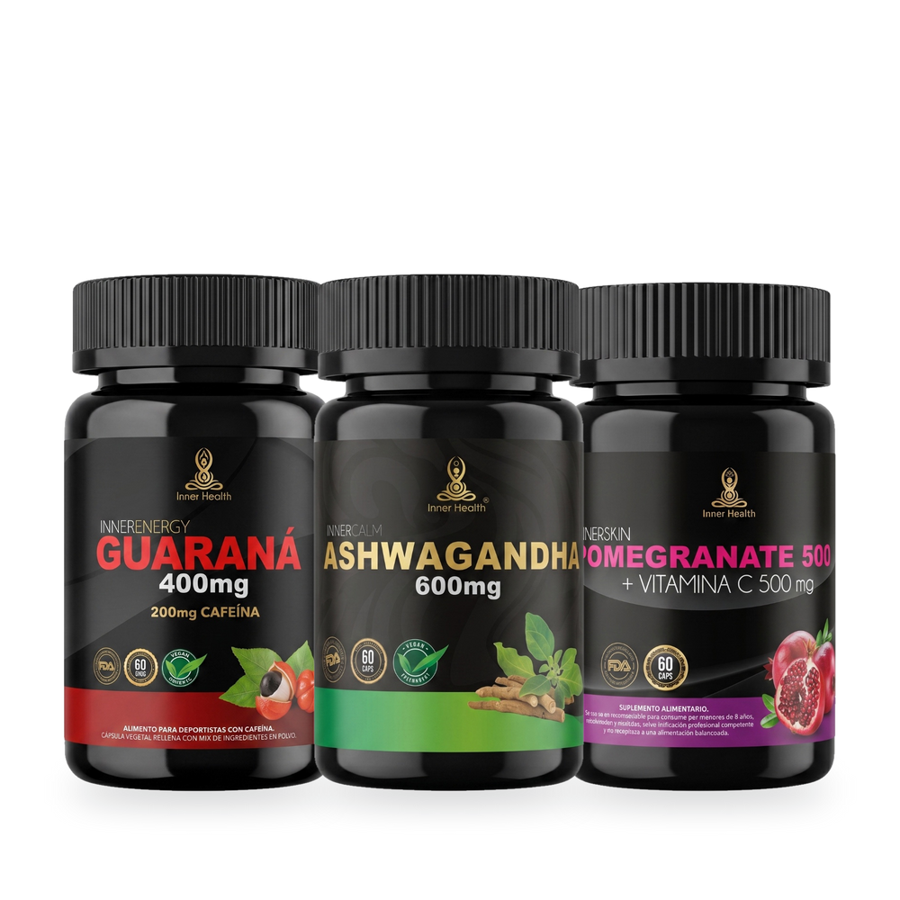 Pack Vitalidad Total de Inner Health: Guaraná, Ashwagandha y Pomegranate